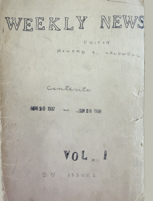 Bound cover of Weekly News Volume I